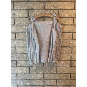 Michael Michael Kors Striped Off-Shoulder Tie-Strap XL Blouse
